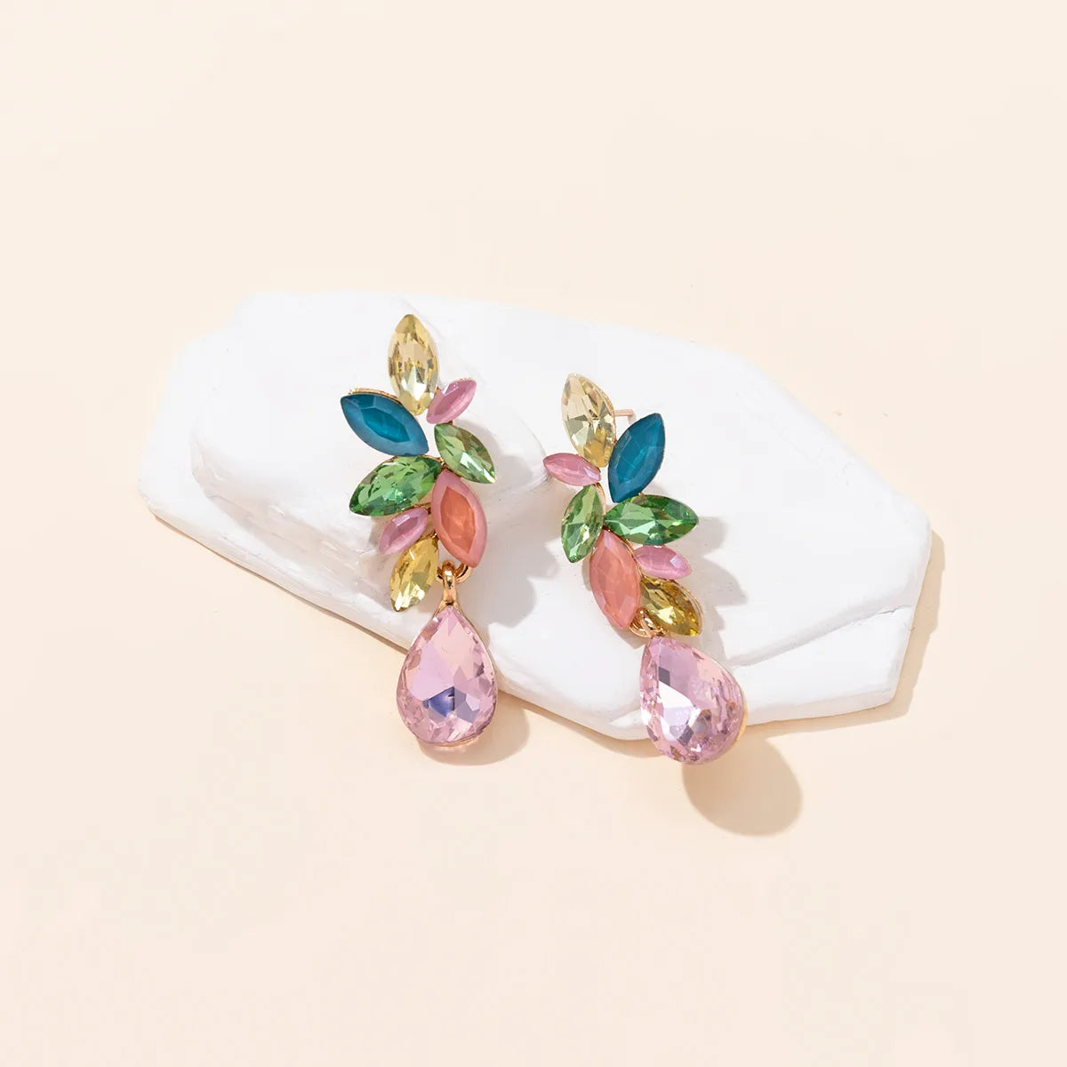 1 Piece Retro Vacation Water Droplets Plating Inlay Alloy Rhinestones Gold Plated Drop Earrings