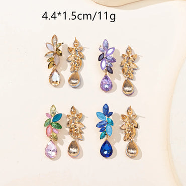 1 Piece Retro Vacation Water Droplets Plating Inlay Alloy Rhinestones Gold Plated Drop Earrings