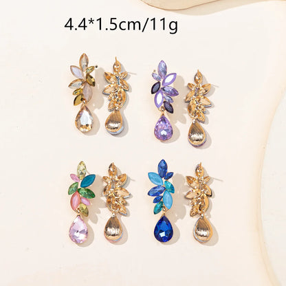 1 Piece Retro Vacation Water Droplets Plating Inlay Alloy Rhinestones Gold Plated Drop Earrings