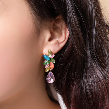 1 Piece Retro Vacation Water Droplets Plating Inlay Alloy Rhinestones Gold Plated Drop Earrings