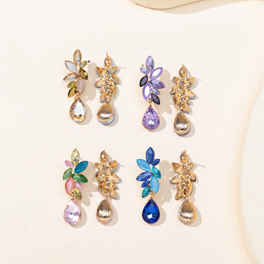 1 Piece Retro Vacation Water Droplets Plating Inlay Alloy Rhinestones Gold Plated Drop Earrings