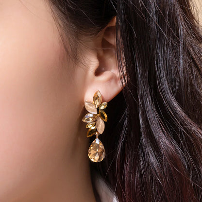 1 Piece Retro Vacation Water Droplets Plating Inlay Alloy Rhinestones Gold Plated Drop Earrings