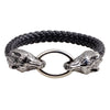 1 Piece Retro Wolf Pu Leather Alloy Handmade Men'S Bangle