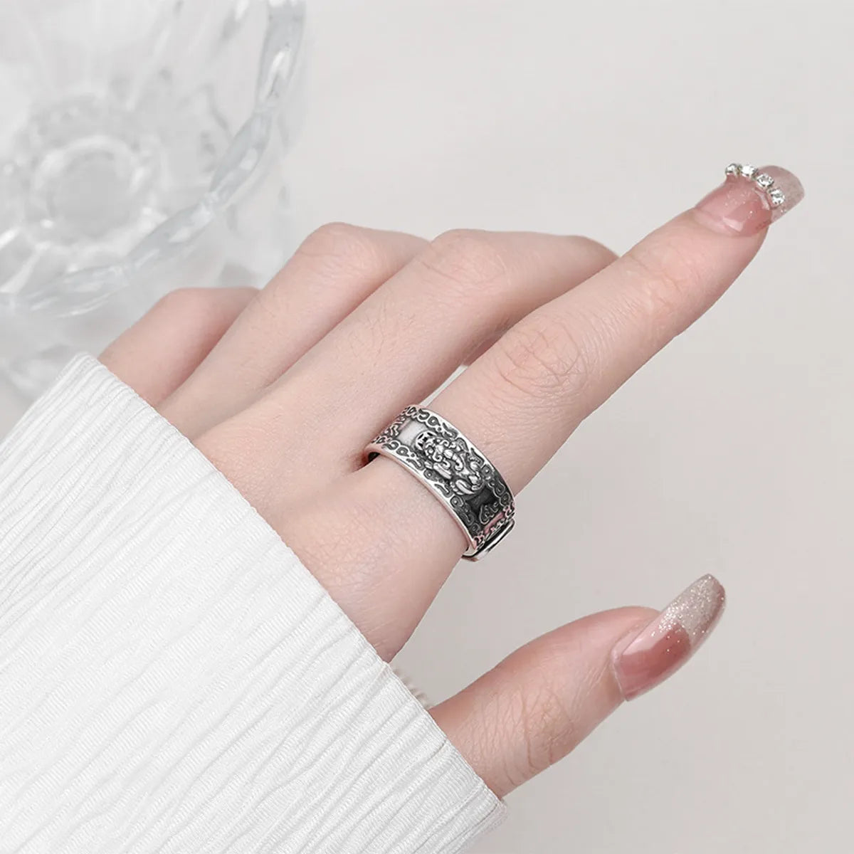 1 Piece Retro Word Sterling Silver Rings