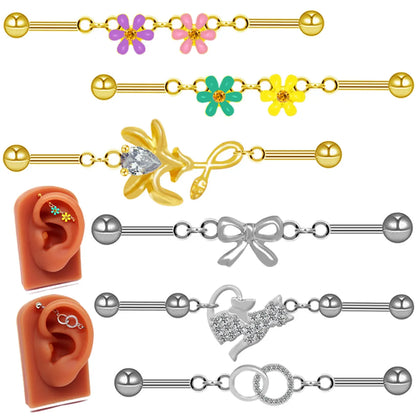 1 Piece Sexy Simple Style Cat Flower Bow Knot Epoxy Plating Inlay Stainless Steel Rhinestones Ear Studs