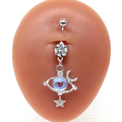 1 Piece Sexy Star Moon Planet Stainless Steel Plating Zircon Belly Ring