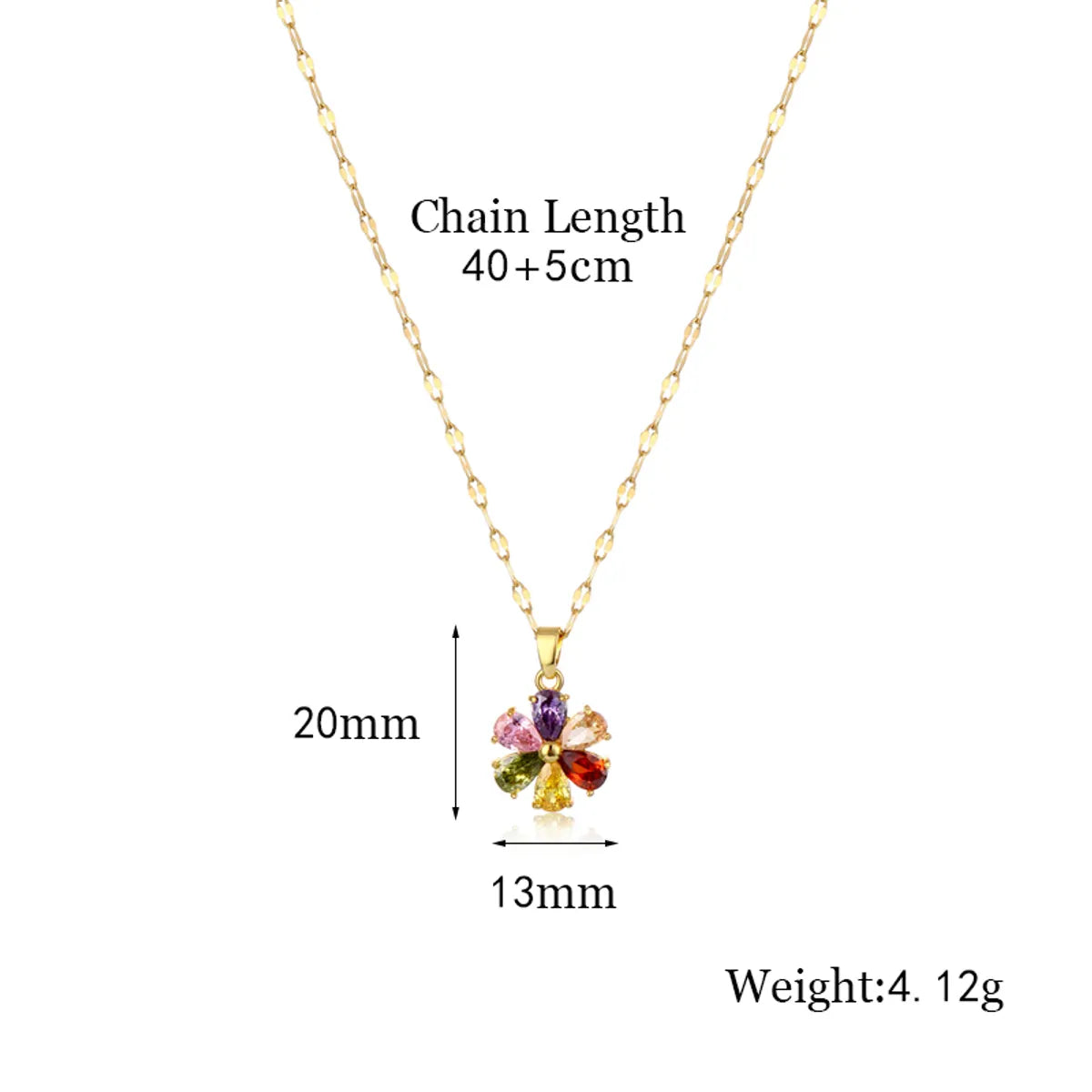 Shiny Flower Stainless Steel Brass 18k Gold Plated Gold Plated Zircon Pendant Necklace In Bulk