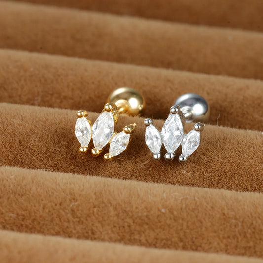 1 Piece Shiny Geometric Plating Inlay Copper Zircon Ear Studs