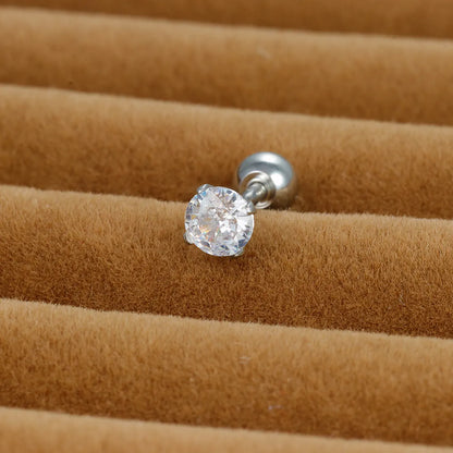 1 Piece Shiny Round Plating Inlay Stainless Steel Zircon Ear Studs