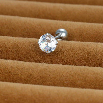 1 Piece Shiny Round Plating Inlay Stainless Steel Zircon Ear Studs