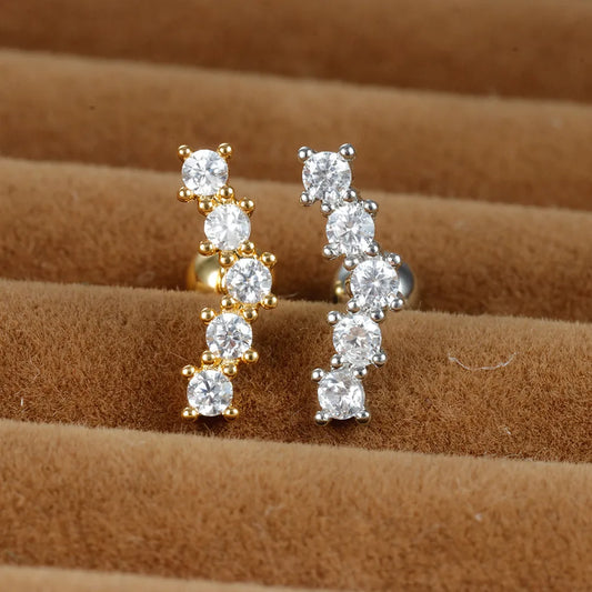 1 Piece Shiny Round Plating Inlay Stainless Steel Zircon Ear Studs