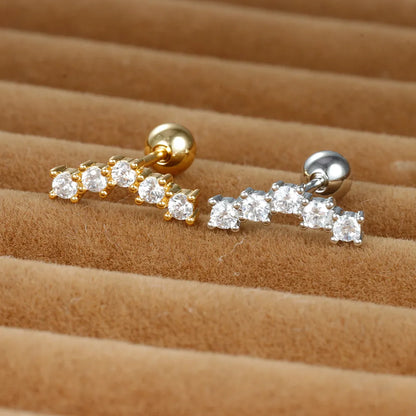 1 Piece Shiny Round Plating Inlay Stainless Steel Zircon Ear Studs