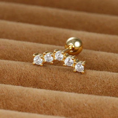 1 Piece Shiny Round Plating Inlay Stainless Steel Zircon Ear Studs