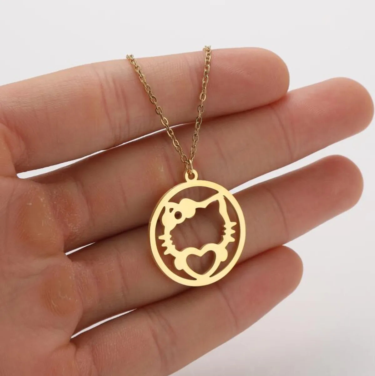 Stainless Steel Titanium Steel Simple Style Hollow Out Animal Pendant Necklace