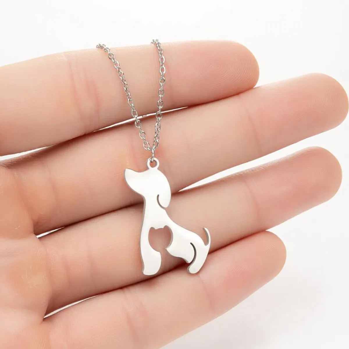 Stainless Steel Titanium Steel Simple Style Hollow Out Animal Pendant Necklace