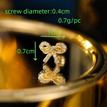 1 Piece Simple Style Bow Knot Plating Inlay Copper Rhinestones 18K Gold Plated Palladium White K Ear Studs