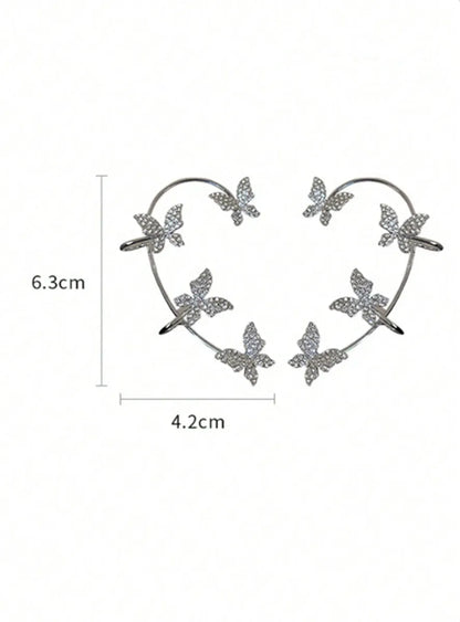 1 Piece Simple Style Butterfly Inlay Copper Zircon Earrings