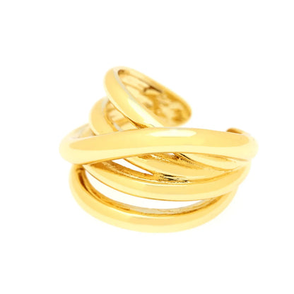 Simple Style C Shape Lines Copper 18k Gold Plated Open Ring In Bulk