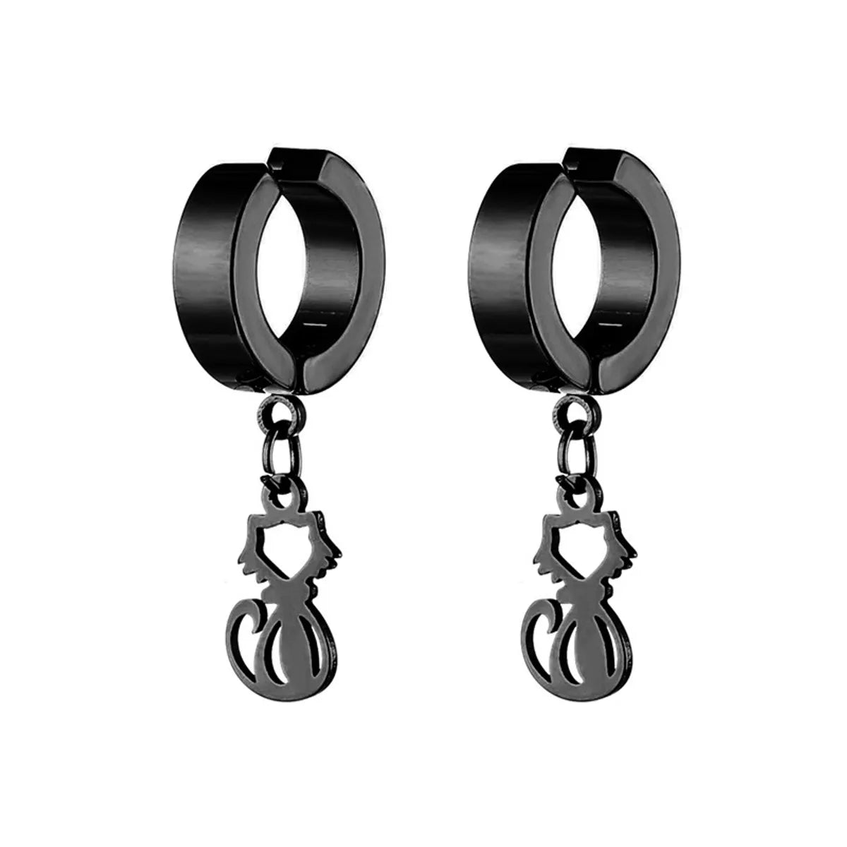 1 Piece Simple Style Cat Plating Stainless Steel Drop Earrings