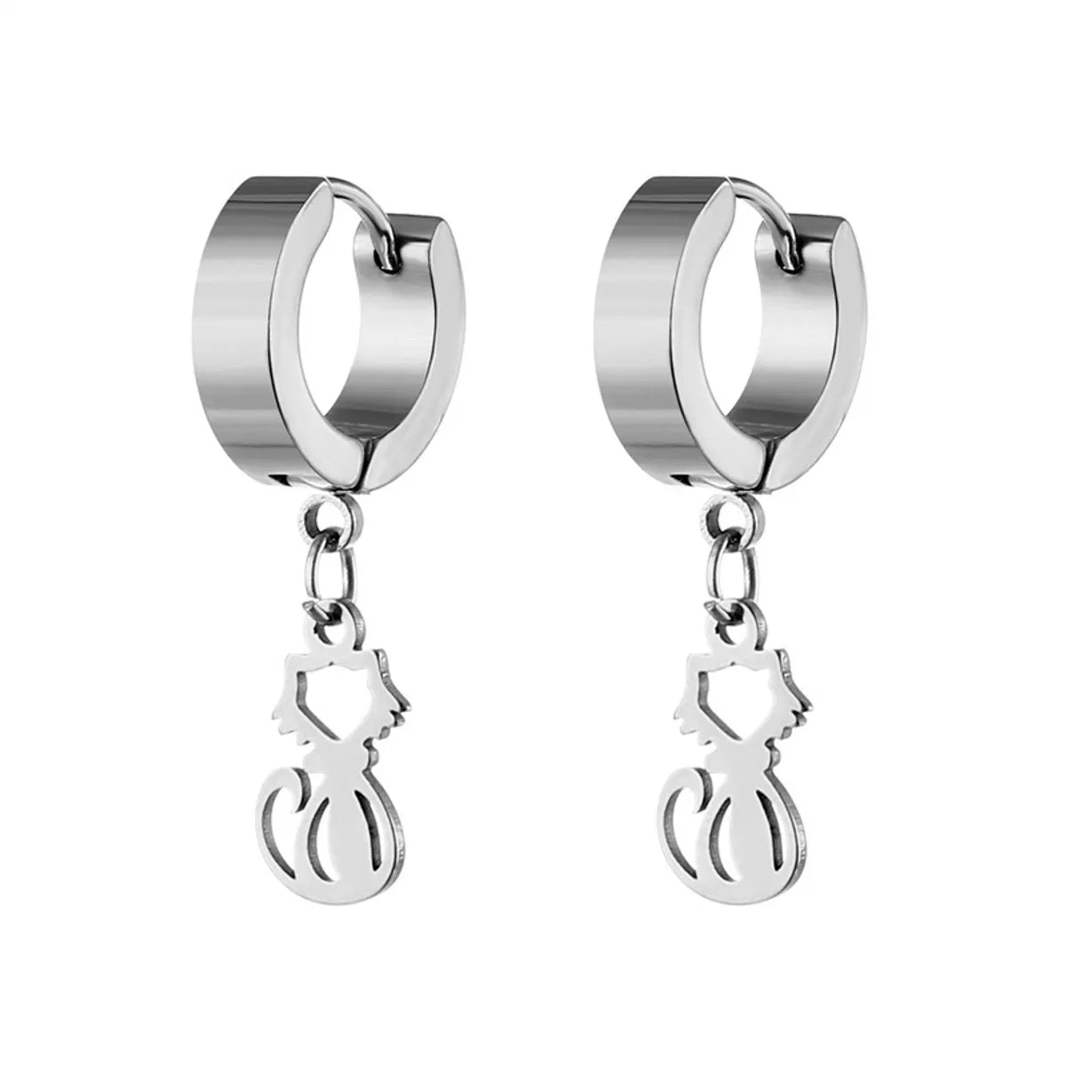 1 Piece Simple Style Cat Plating Stainless Steel Drop Earrings