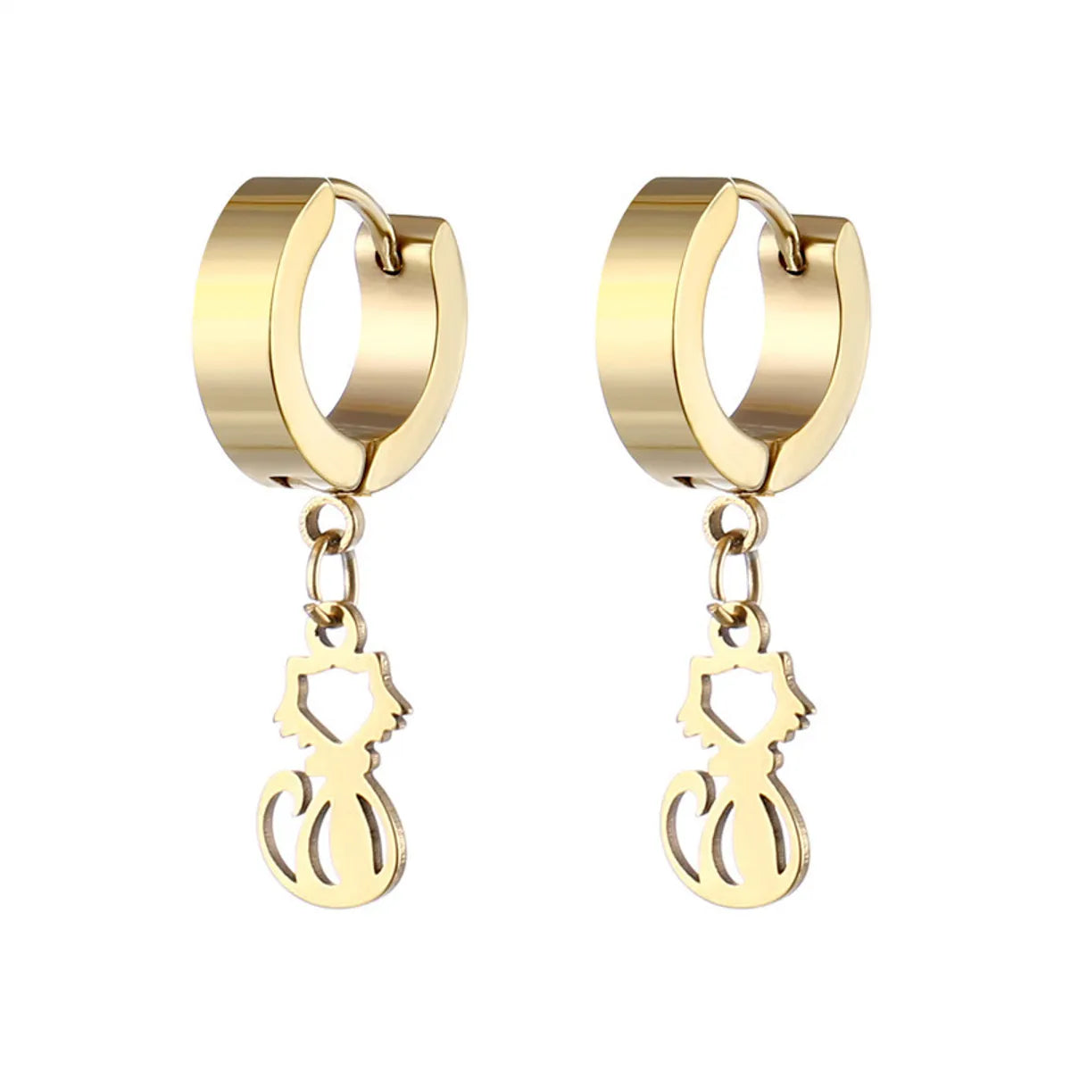 1 Piece Simple Style Cat Plating Stainless Steel Drop Earrings