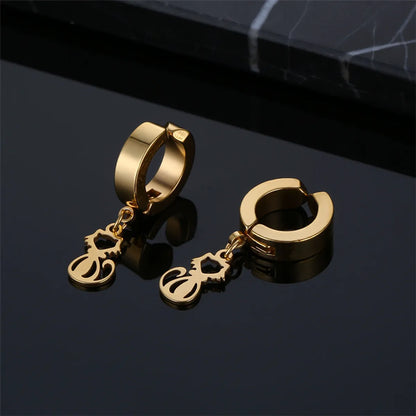 1 Piece Simple Style Cat Plating Stainless Steel Drop Earrings