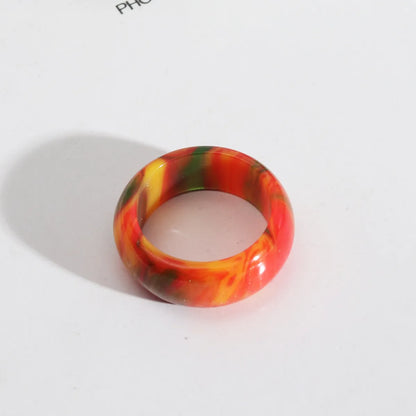 1 Piece Simple Style Circle Gradient Color Arylic Resin Women'S Rings