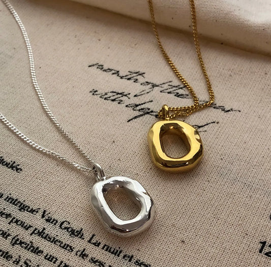 1 Piece Simple Style Circle Sterling Silver Plating Hollow Out 18k Gold Plated Pendant Necklace