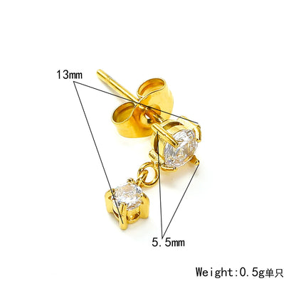 1 Piece Simple Style Classic Style Bow Knot Inlay Titanium Steel Drop Earrings