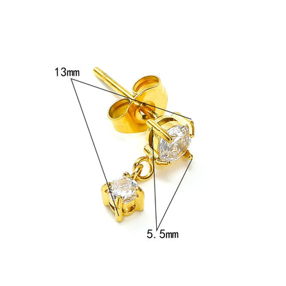 1 Piece Simple Style Classic Style Bow Knot Inlay Titanium Steel Drop Earrings