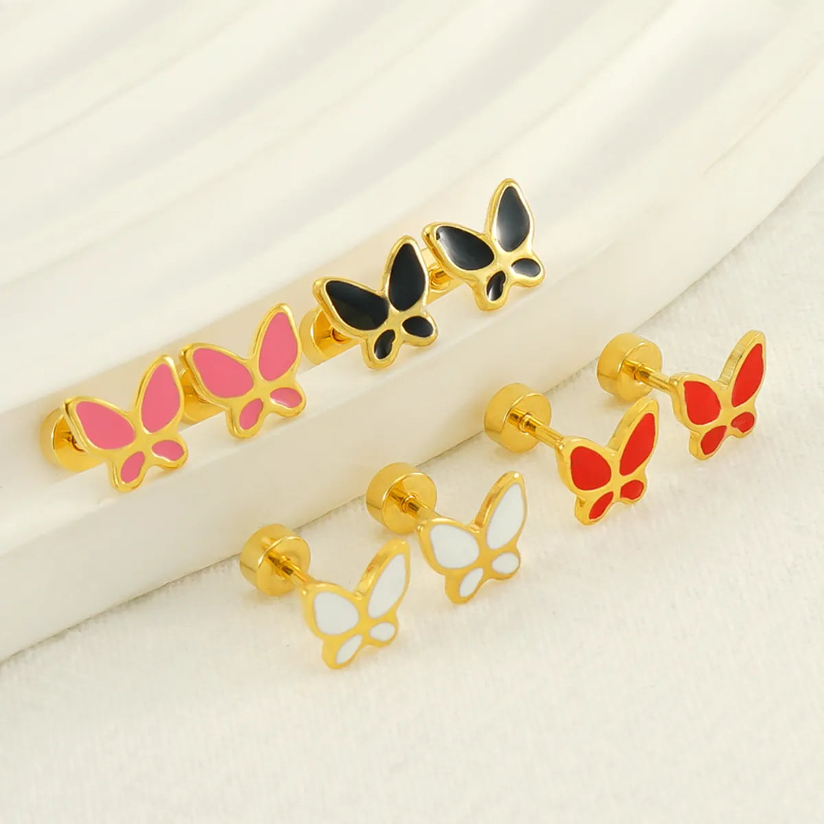 1 Piece Simple Style Classic Style Butterfly Polishing Plating Stainless Steel 18k Gold Plated Ear Studs