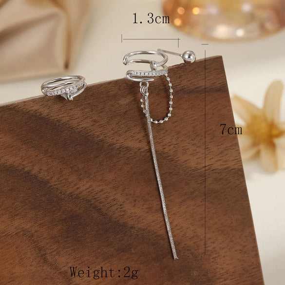 1 Piece Simple Style Classic Style Chain Inlay Copper Zircon 18K Gold Plated Silver Plated Ear Cuffs