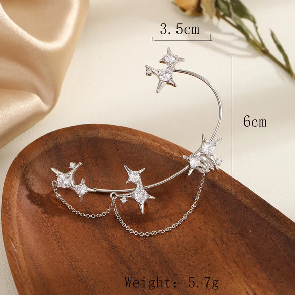 1 Piece Simple Style Classic Style Chain Inlay Copper Zircon 18K Gold Plated Silver Plated Ear Cuffs