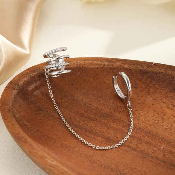 1 Piece Simple Style Classic Style Chain Inlay Copper Zircon 18K Gold Plated Silver Plated Ear Cuffs