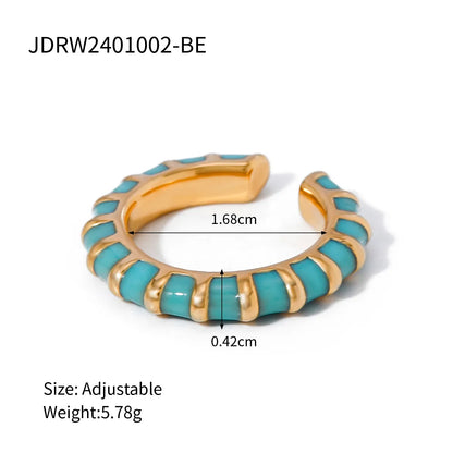 1 Piece Simple Style Classic Style Color Block Enamel Plating 304 Stainless Steel 18K Gold Plated Ear Cuffs