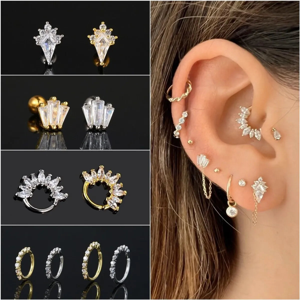 1 Piece Simple Style Classic Style Geometric Copper Ear Studs