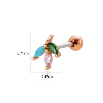 1 Piece Ear Cartilage Rings & Studs Simple Style Classic Style Geometric Leaf Flower 316 Stainless Steel  Copper Plating Inlay Zircon