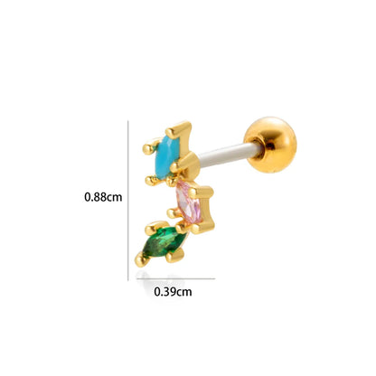 1 Piece Ear Cartilage Rings & Studs Simple Style Classic Style Geometric Leaf Flower 316 Stainless Steel  Copper Plating Inlay Zircon