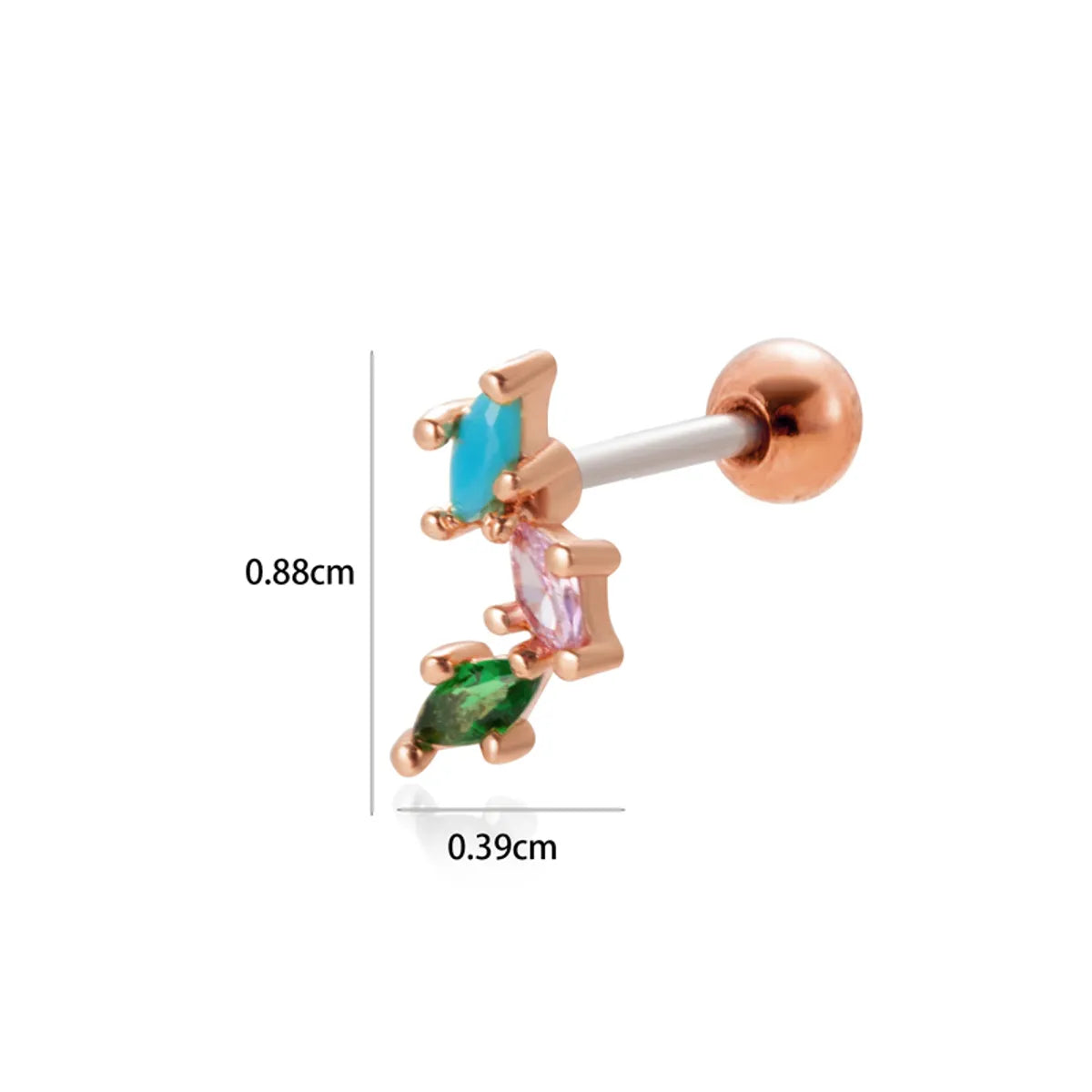 1 Piece Ear Cartilage Rings & Studs Simple Style Classic Style Geometric Leaf Flower 316 Stainless Steel  Copper Plating Inlay Zircon