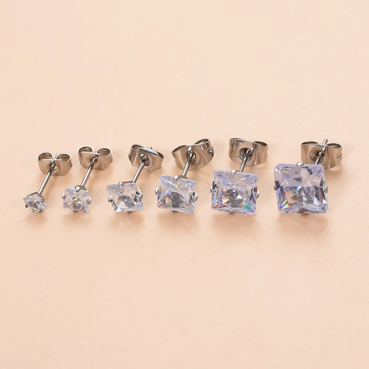 1 Piece Ear Cartilage Rings & Studs Simple Style Classic Style Geometric Square 316 Stainless Steel  Plating Inlay Zircon