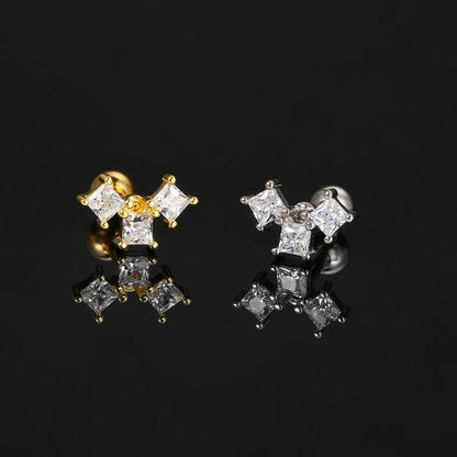 1 Piece Simple Style Classic Style Heart Shape Butterfly Inlay Copper Zircon Ear Studs