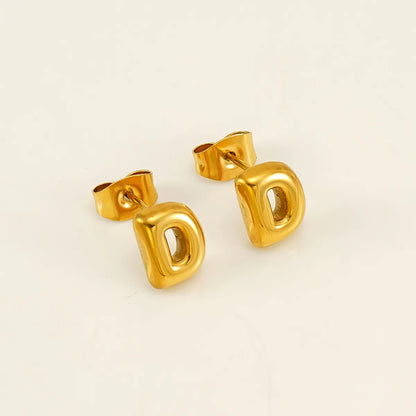 1 Piece Simple Style Classic Style Letter Plating 304 Stainless Steel 18K Gold Plated Ear Studs