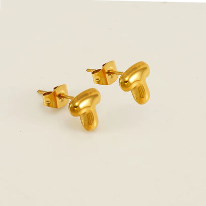 1 Piece Simple Style Classic Style Letter Plating 304 Stainless Steel 18K Gold Plated Ear Studs