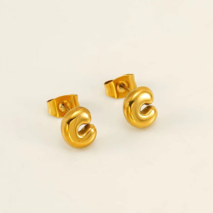 1 Piece Simple Style Classic Style Letter Plating 304 Stainless Steel 18K Gold Plated Ear Studs