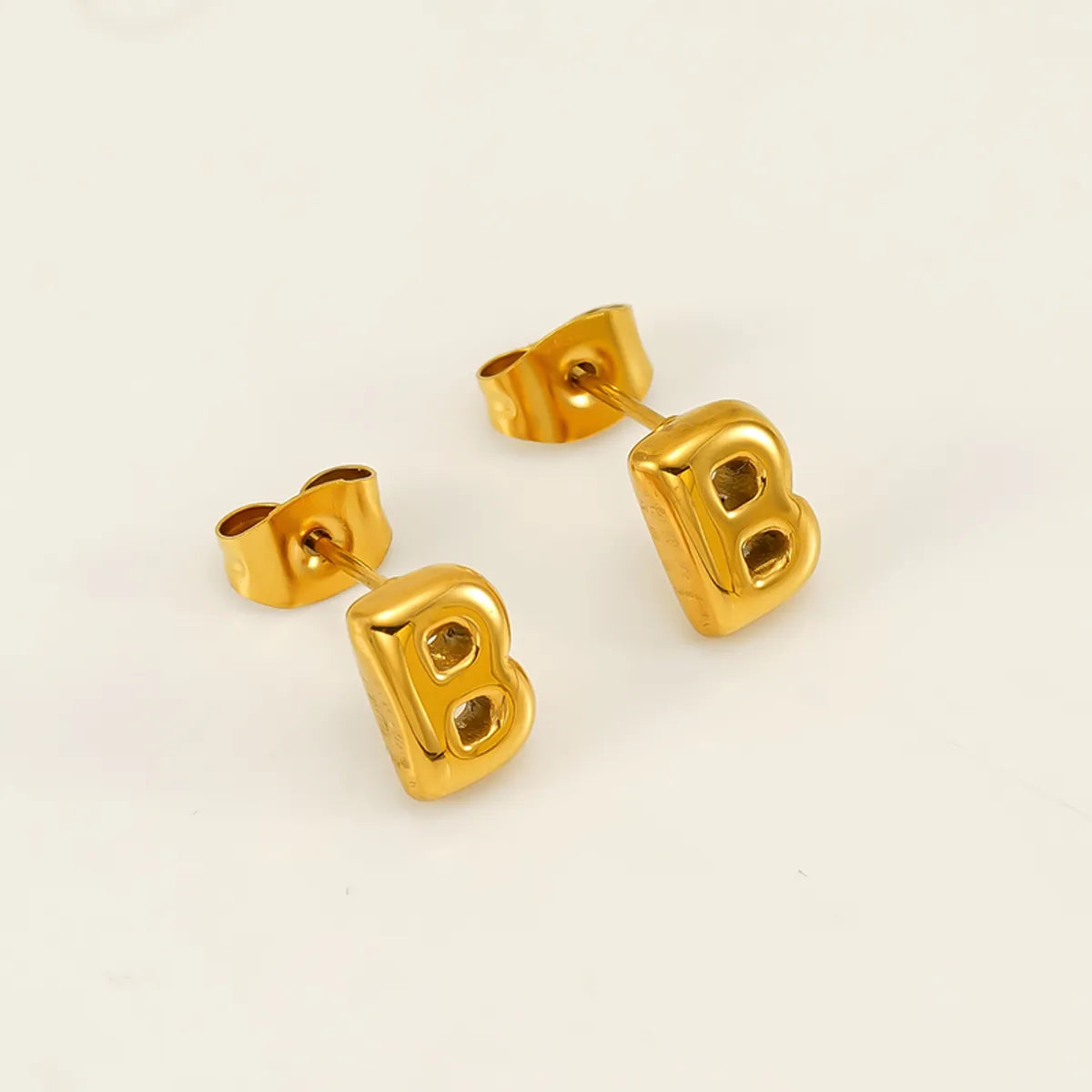 1 Piece Simple Style Classic Style Letter Plating 304 Stainless Steel 18K Gold Plated Ear Studs