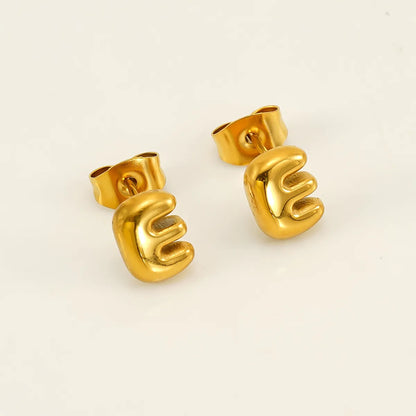 1 Piece Simple Style Classic Style Letter Plating 304 Stainless Steel 18K Gold Plated Ear Studs