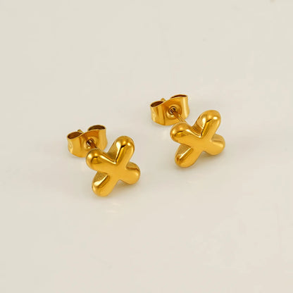 1 Piece Simple Style Classic Style Letter Plating 304 Stainless Steel 18K Gold Plated Ear Studs