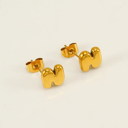 1 Piece Simple Style Classic Style Letter Plating 304 Stainless Steel 18K Gold Plated Ear Studs