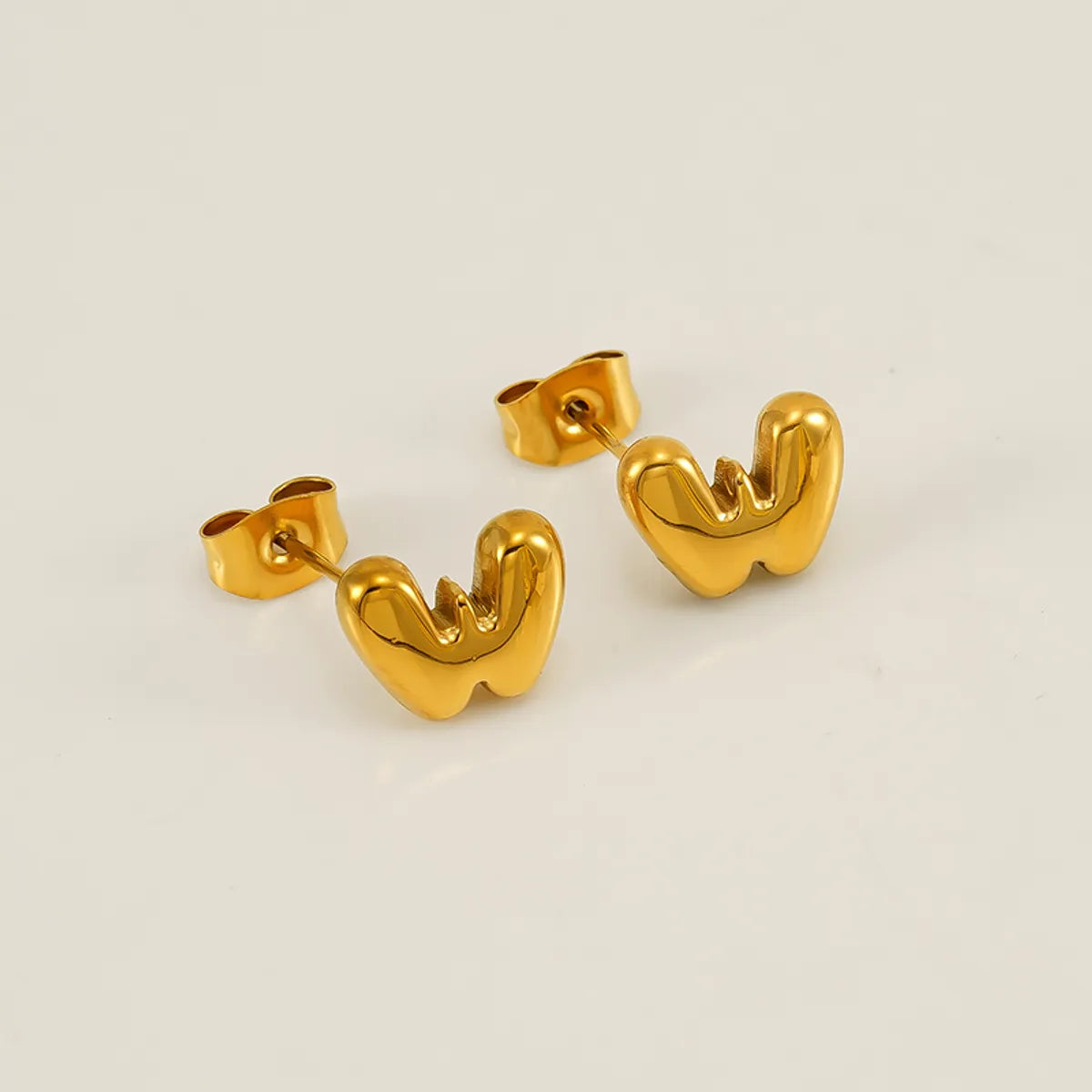 1 Piece Simple Style Classic Style Letter Plating 304 Stainless Steel 18K Gold Plated Ear Studs