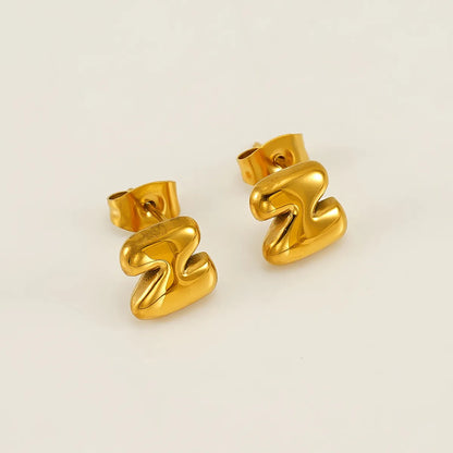 1 Piece Simple Style Classic Style Letter Plating 304 Stainless Steel 18K Gold Plated Ear Studs